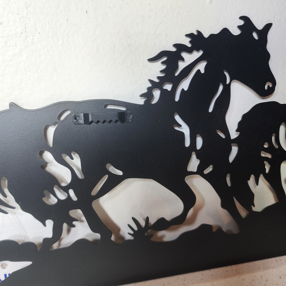 Black Metal Running Horses Silhouette Wall Art Decor. New With Tags - Picture 2 of 6